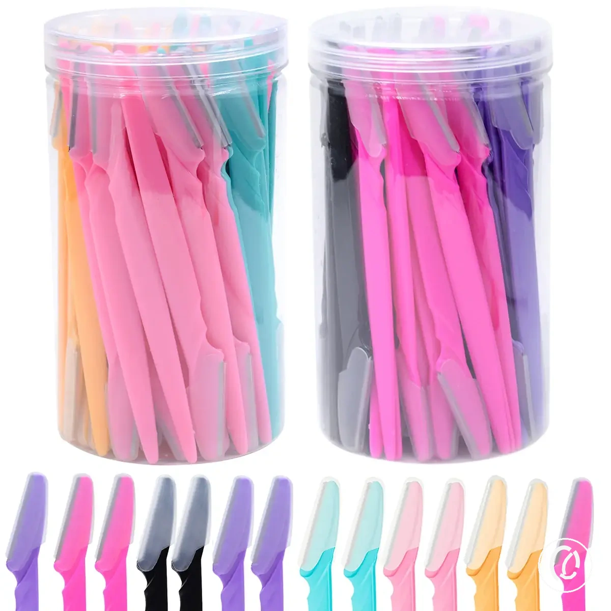 Pack en envase de cuchillas para cejas con estuche para perfilar cejas y eliminar vello facial