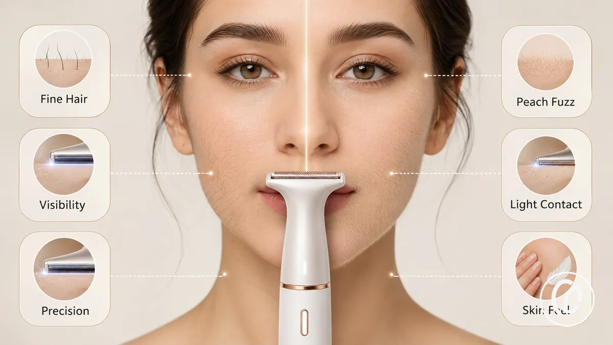 Indicadores de selección de herramientas para vello facial fino y pelusilla