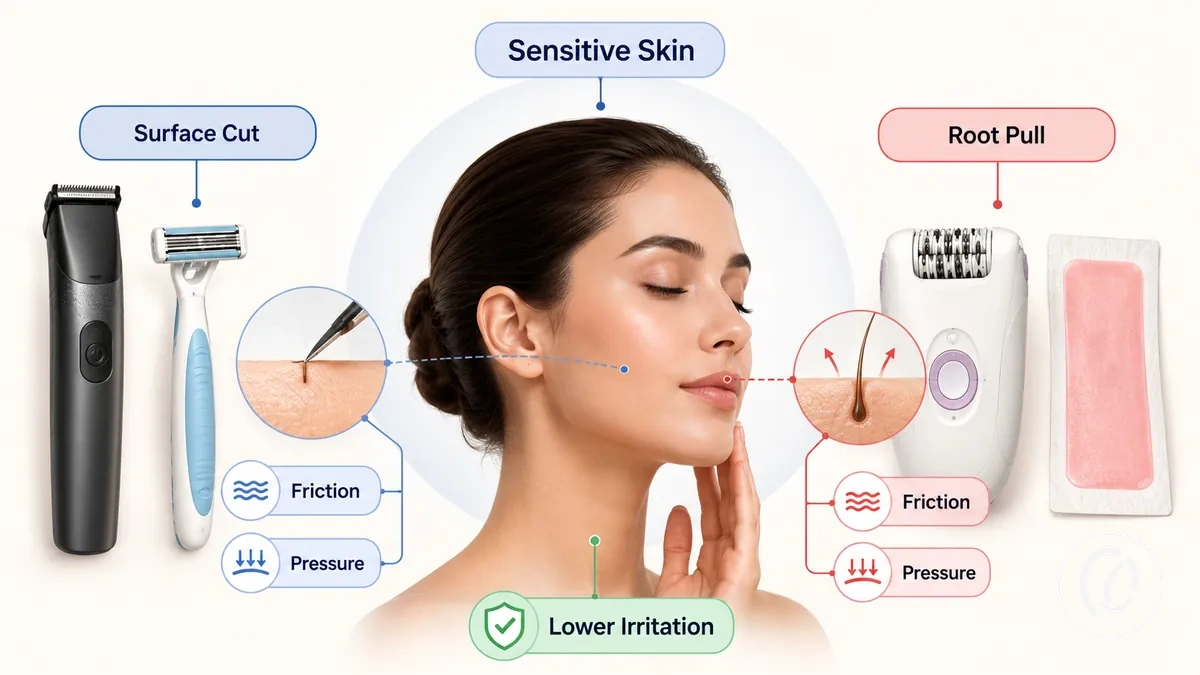 Outils d’épilation du visage comparés pour une utilisation à moindre irritation sur peau sensible