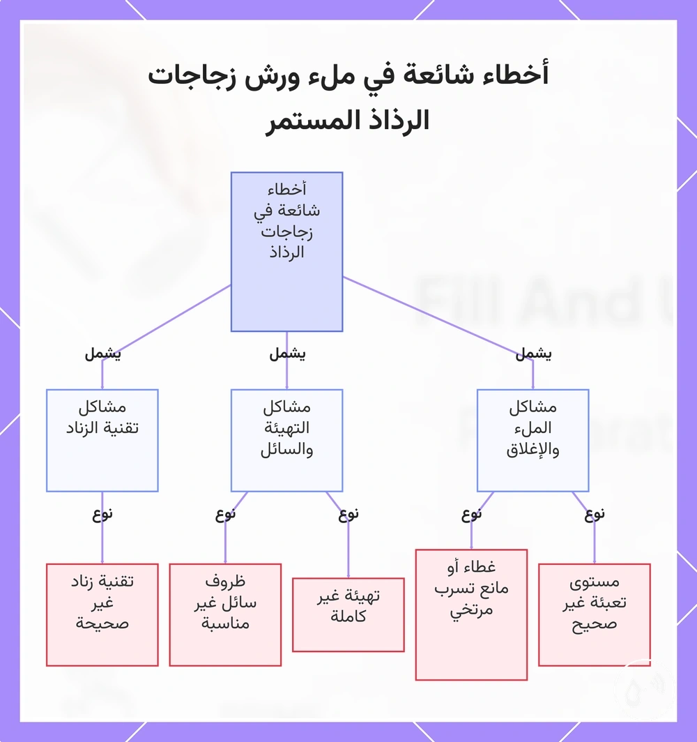 أخطاء شائعة في ملء ورش زجاجات الرذاذ المستمر