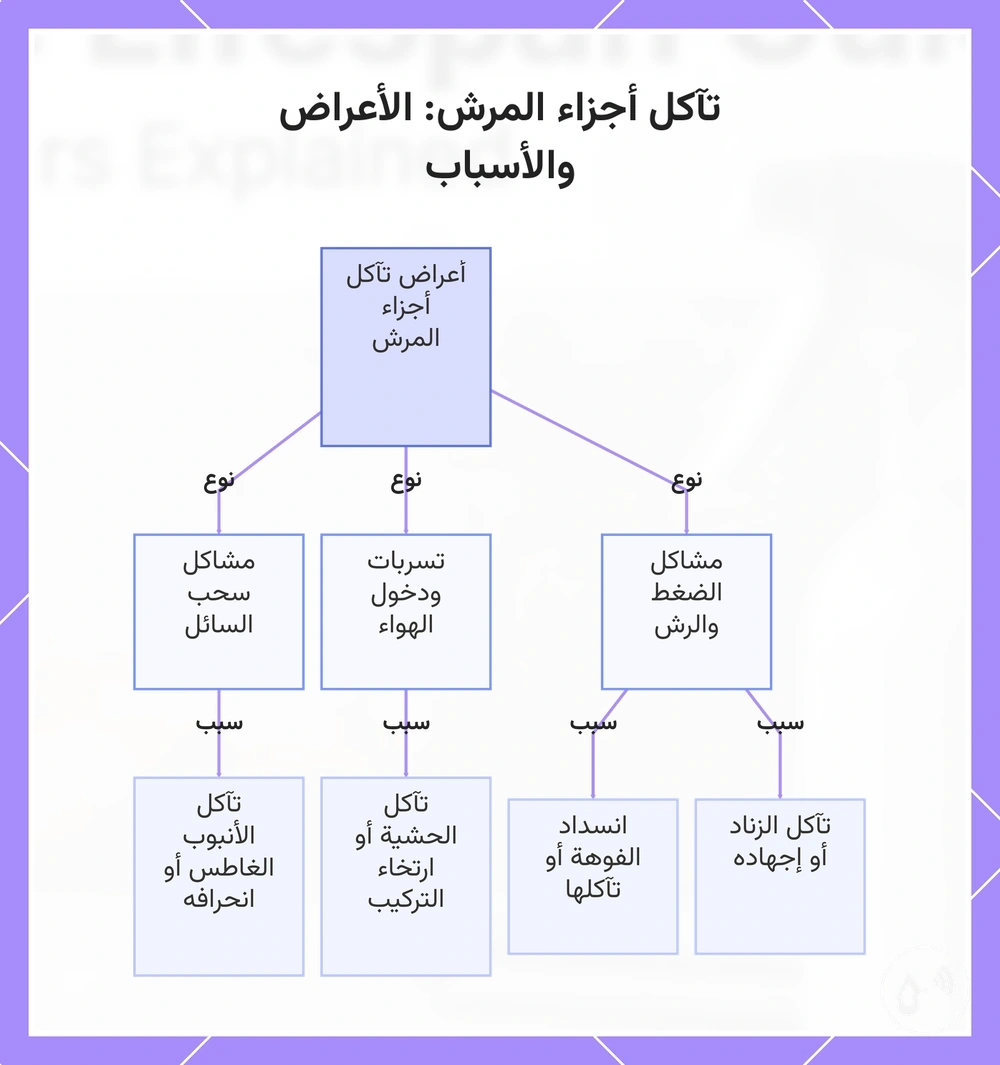 تآكل أجزاء المرش: الأعراض والأسباب