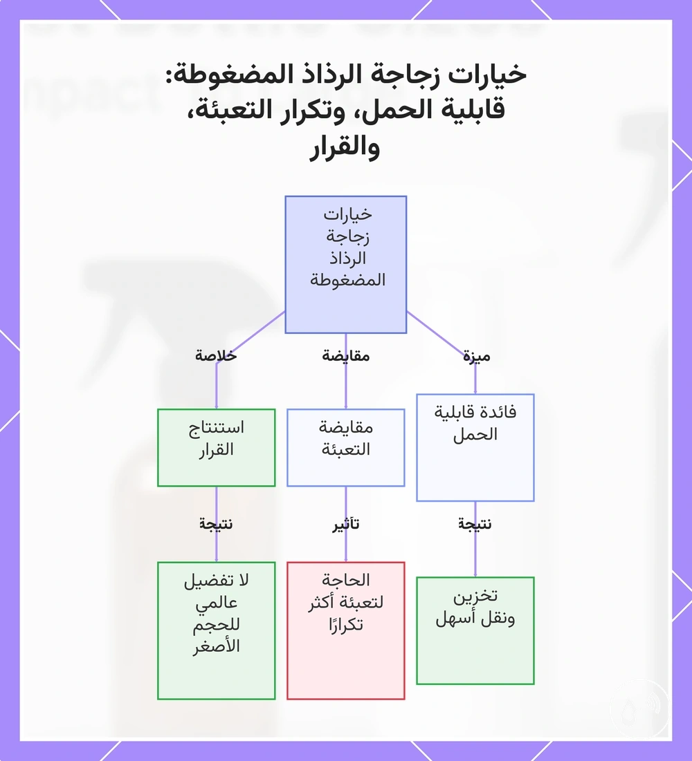 خيارات زجاجة الرذاذ المضغوطة: قابلية الحمل، وتكرار التعبئة، والقرار