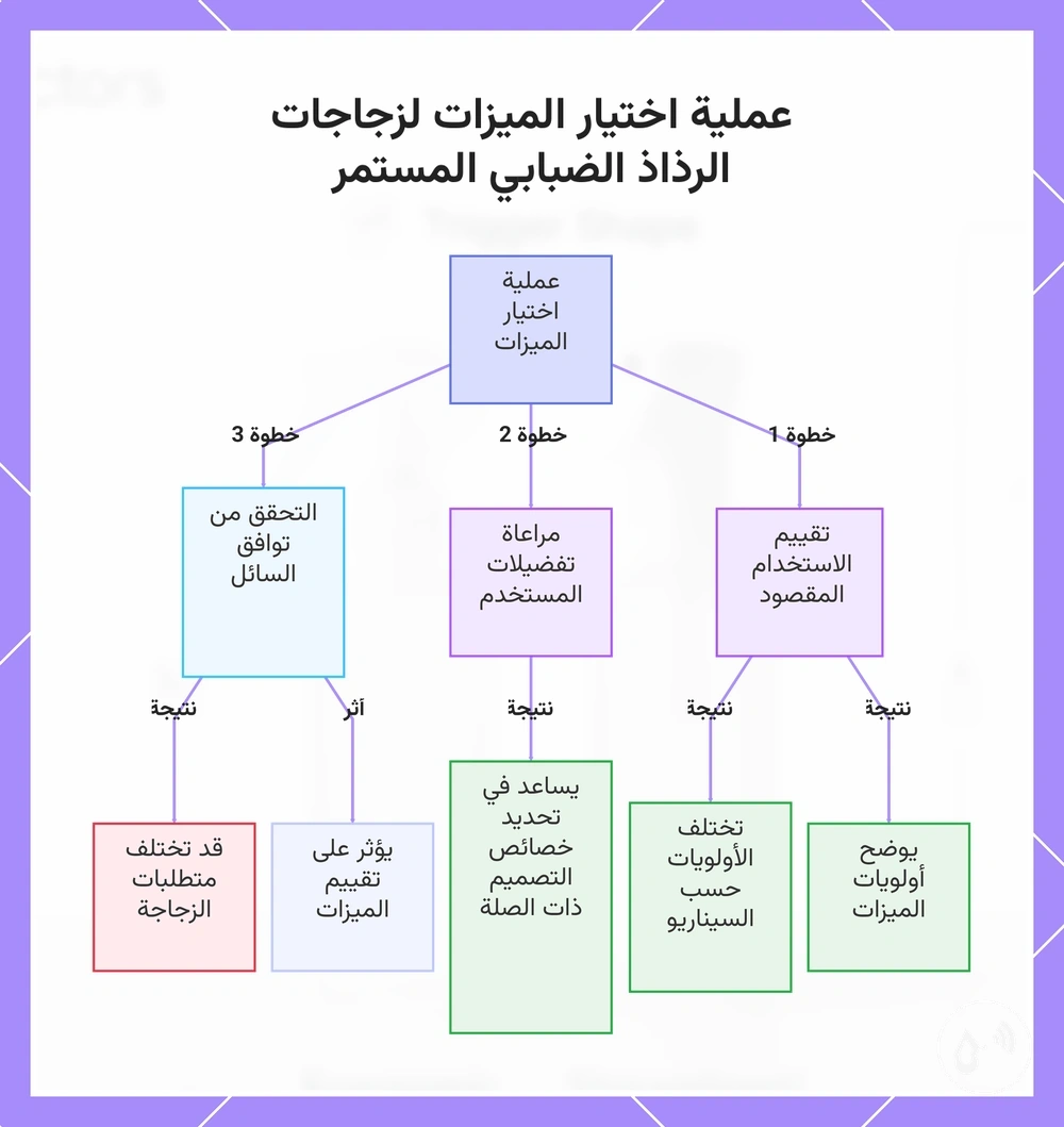عملية اختيار الميزات لزجاجات الرذاذ الضبابي المستمر