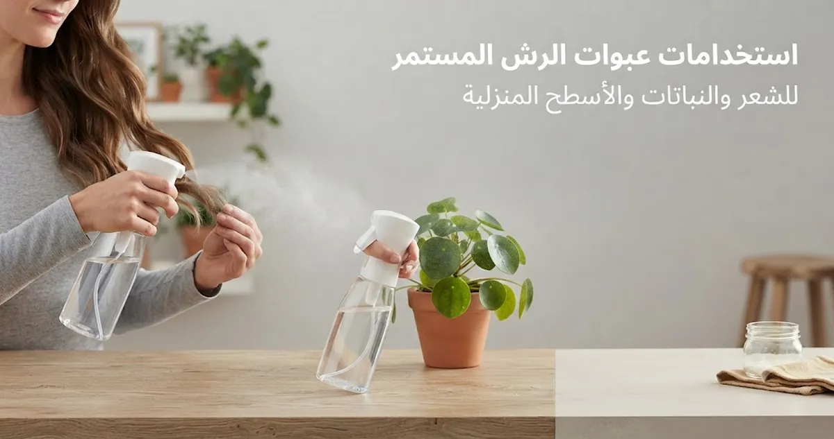 عبوة رش بالرذاذ المستمر مستخدمة للشعر والنباتات والأسطح المنزلية