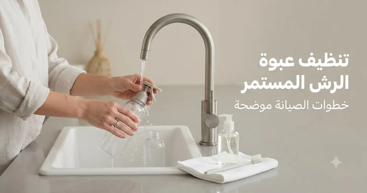 أجزاء مفككة من عبوة رش بالرذاذ المستمر أثناء الشطف والتنظيف