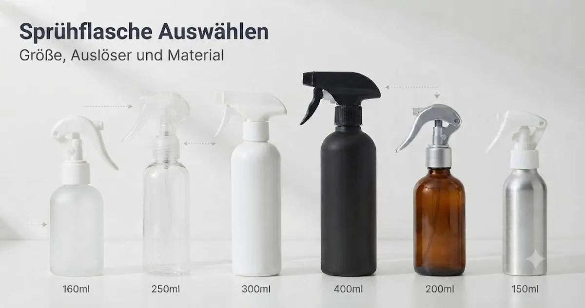 Kontinuierliche Sprühflaschen im Vergleich nach Größe, Auslöser und Material