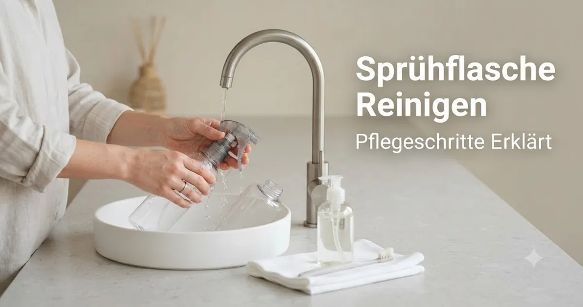 Zerlegte Teile einer kontinuierlichen Sprühflasche beim Spülen und Reinigen