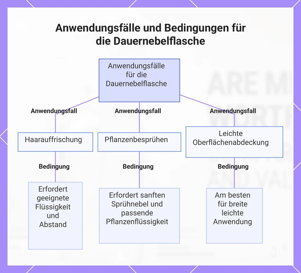 Anwendungsfälle und Bedingungen für die Dauernebelflasche