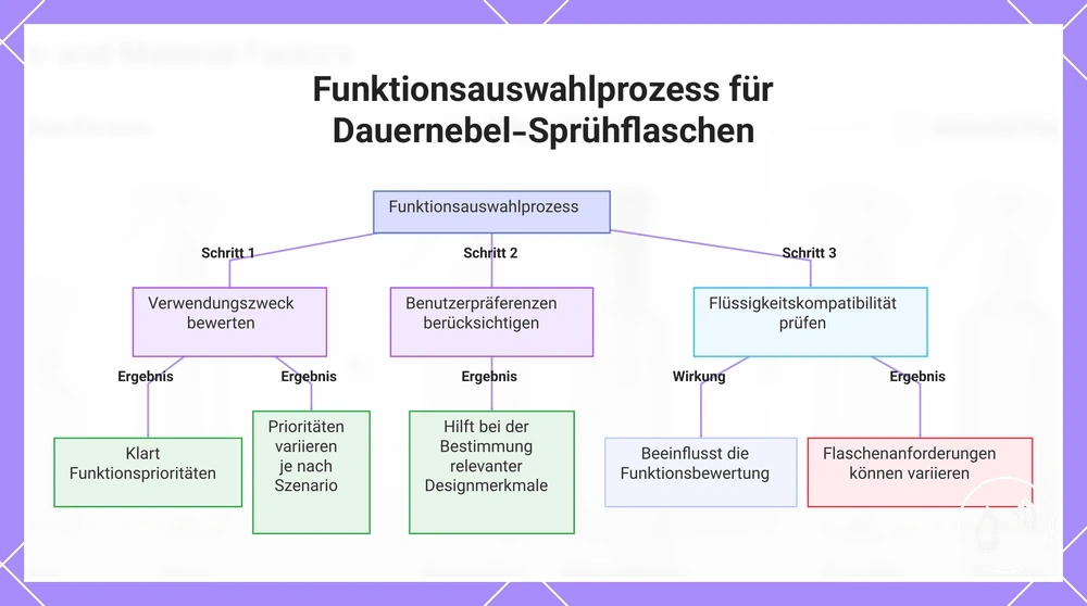 Funktionsauswahlprozess für Dauernebel-Sprühflaschen