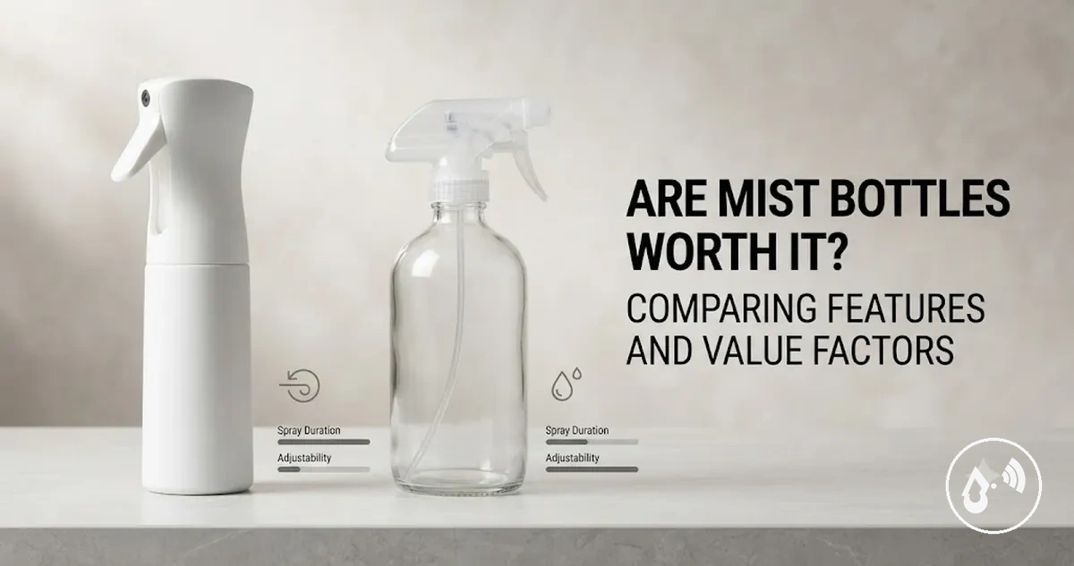 Durable continuous mist spray bottle compared with a basic regular spray bottle