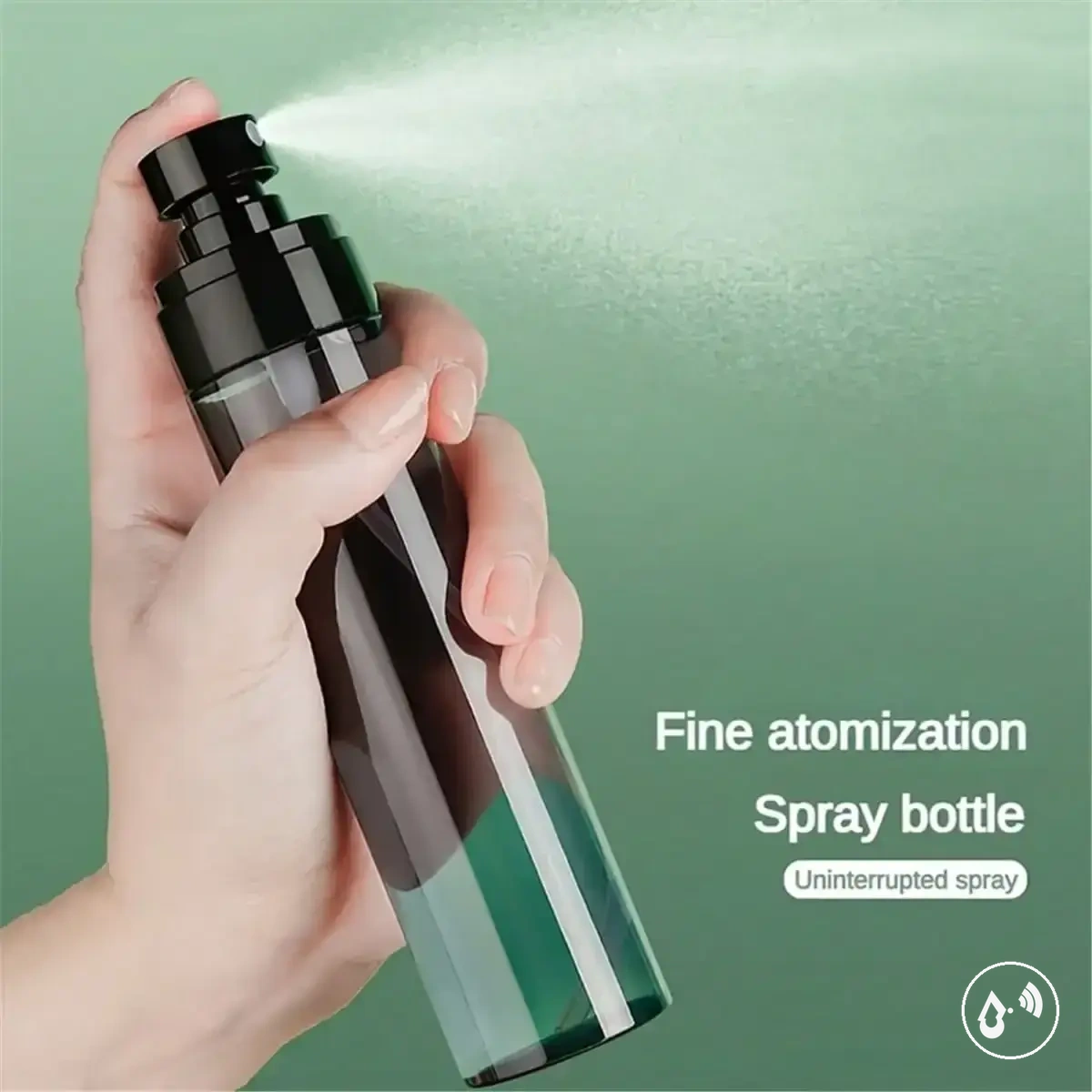 Portable refillable bottle with continuous ultra-fine mist spray