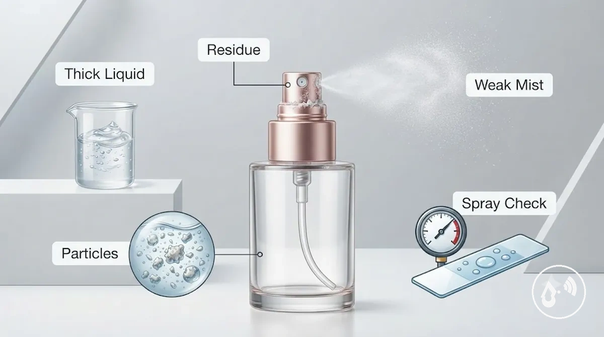 Liquid characteristics that may affect continuous mist spray performance