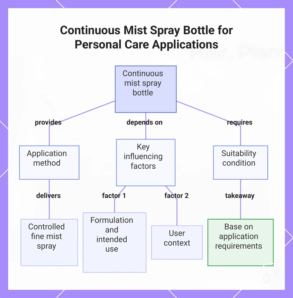 Continuous Mist Spray Bottle for Personal Care Applications