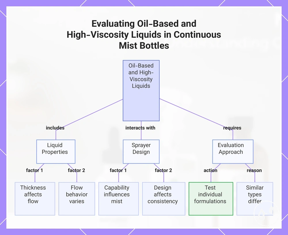 Evaluating Oil-Based and High-Viscosity Liquids in Continuous Mist Bottles