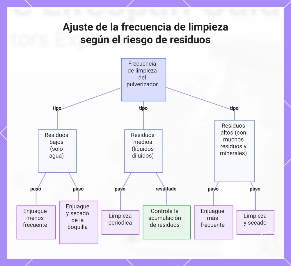 Ajuste de la frecuencia de limpieza según el riesgo de residuos