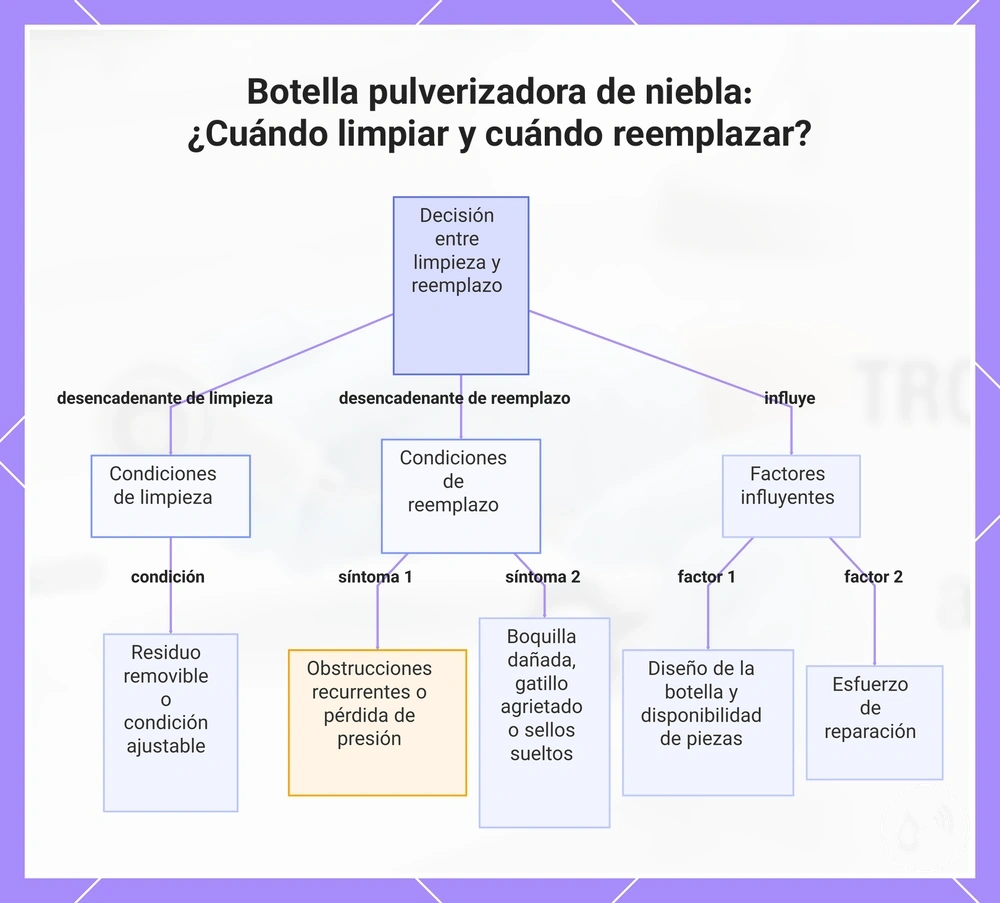 Botella pulverizadora de niebla: ¿Cuándo limpiar y cuándo reemplazar?