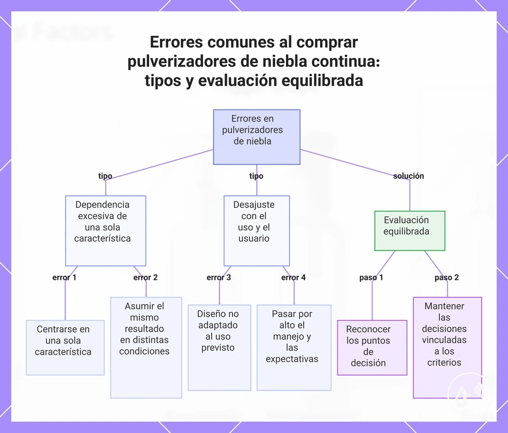 Errores comunes al comprar pulverizadores de niebla continua: tipos y evaluación equilibrada
