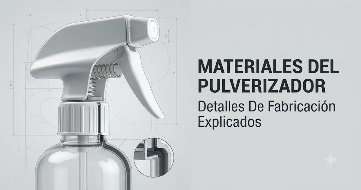 Detalle de los materiales, las juntas, el gatillo y las paredes de un pulverizador de niebla continua