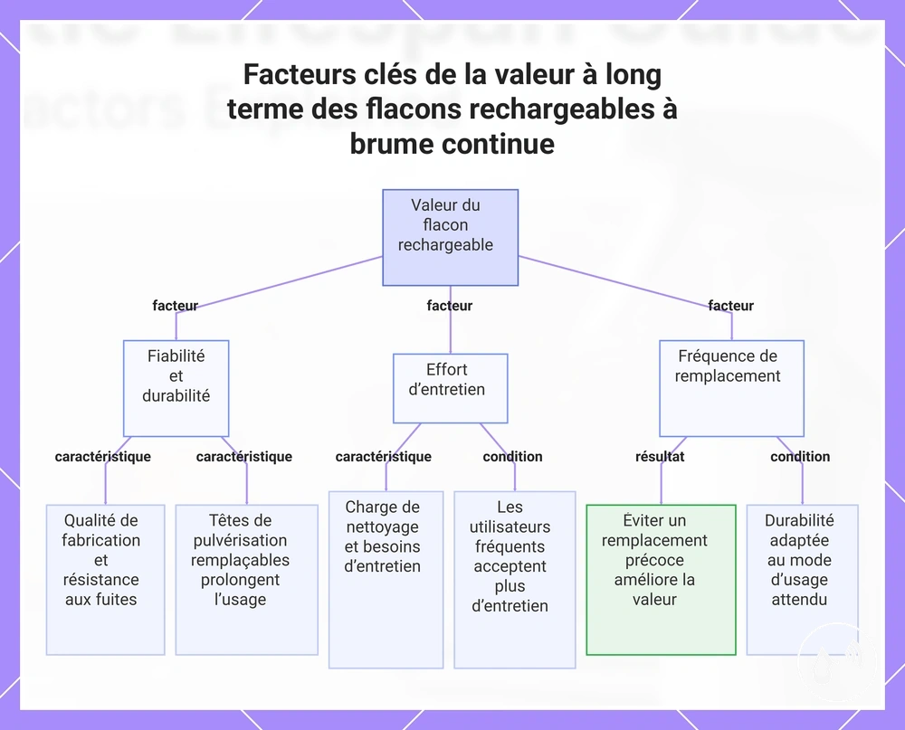 Facteurs clés de la valeur à long terme des flacons rechargeables à brume continue