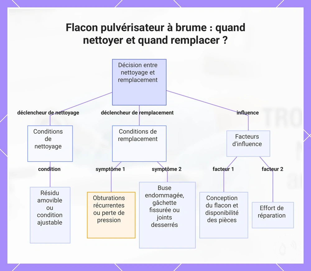 Flacon pulvérisateur à brume : quand nettoyer et quand remplacer ?