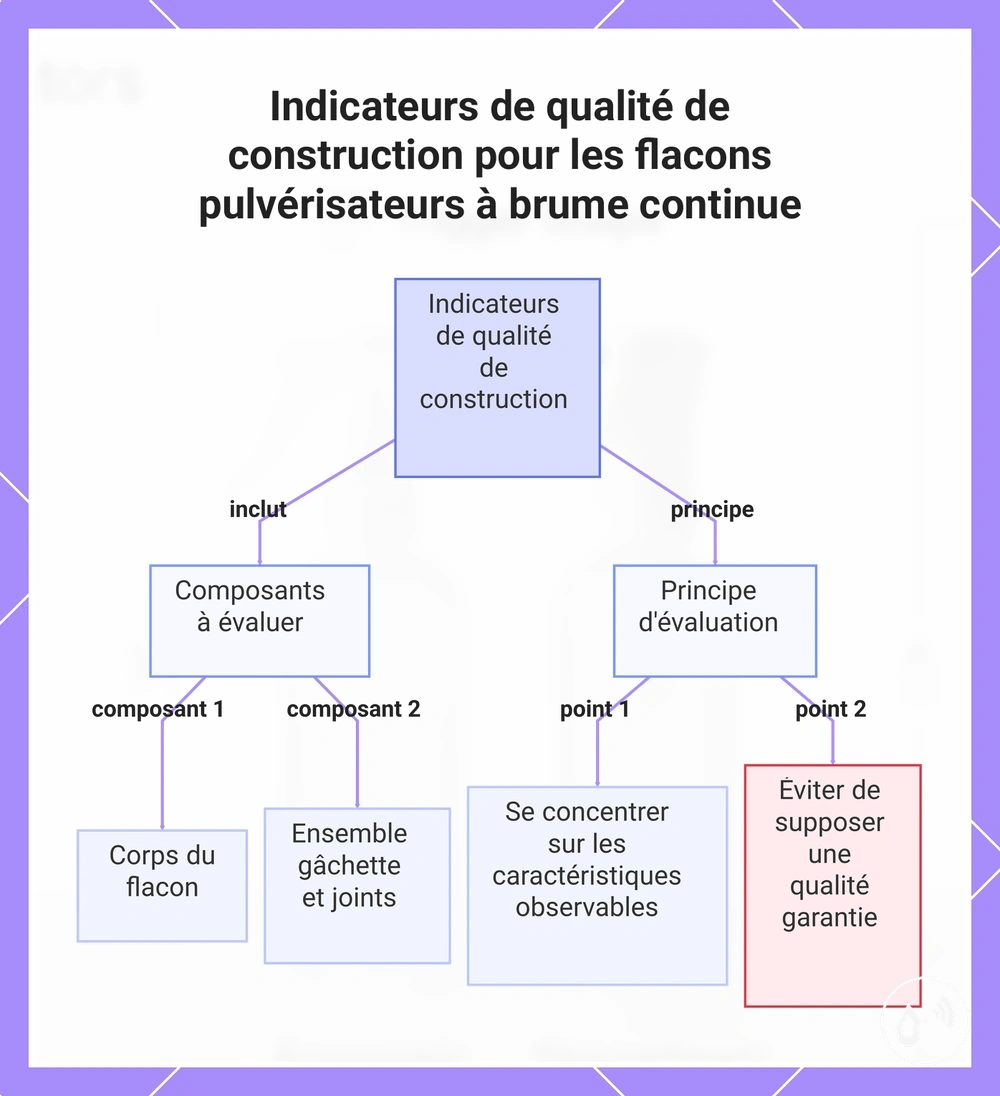 Indicateurs de qualité de construction pour les flacons pulvérisateurs à brume continue