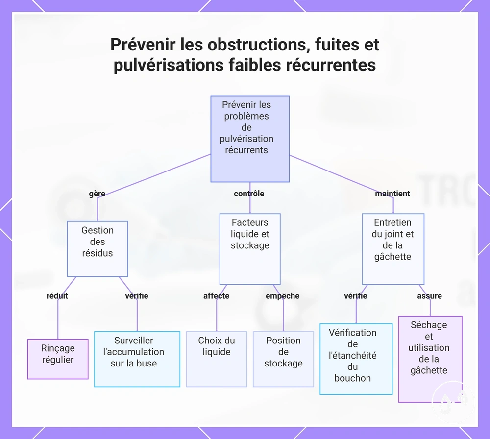 Prévenir les obstructions, fuites et pulvérisations faibles récurrentes