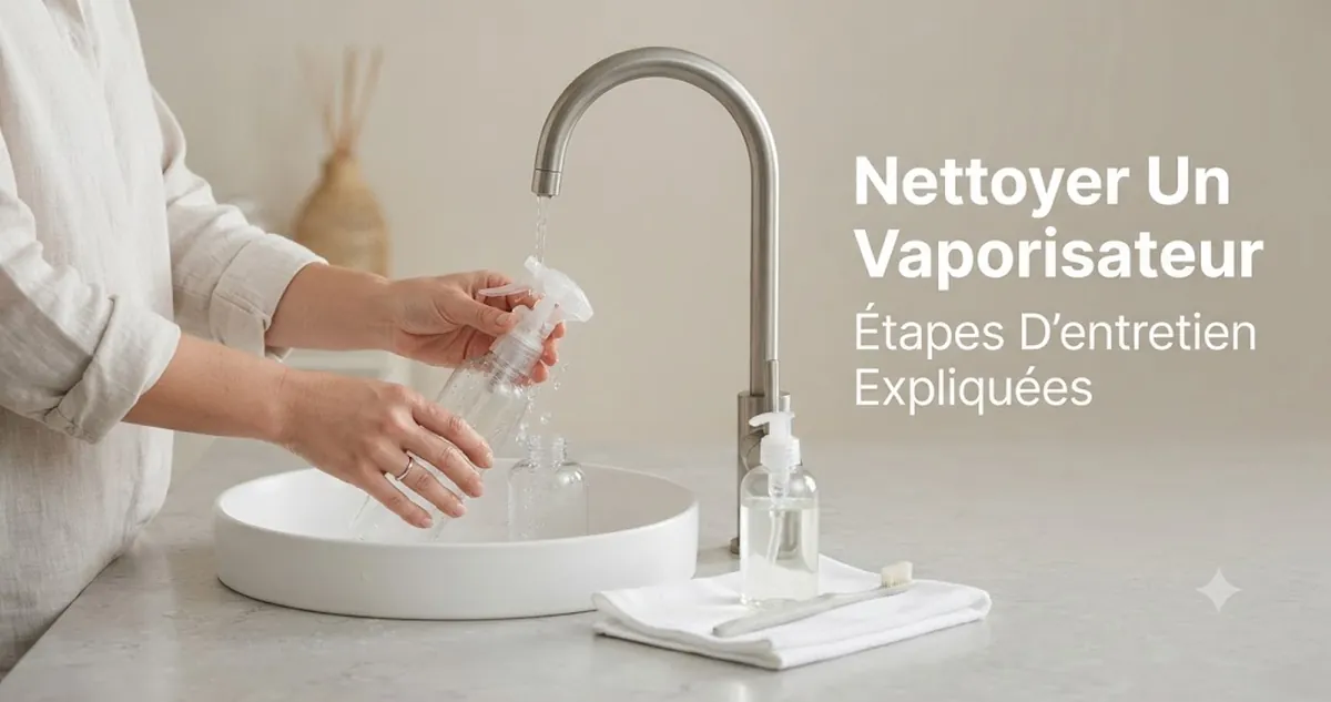 Pièces démontées d’un vaporisateur à brume continue pendant le rinçage et le nettoyage