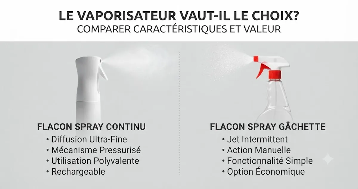 Vaporisateur à brume continue résistant comparé à un pulvérisateur classique simple