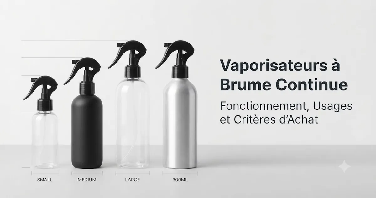 Vaporisateurs à brume continue de plusieurs tailles avec gâchettes à brume fine