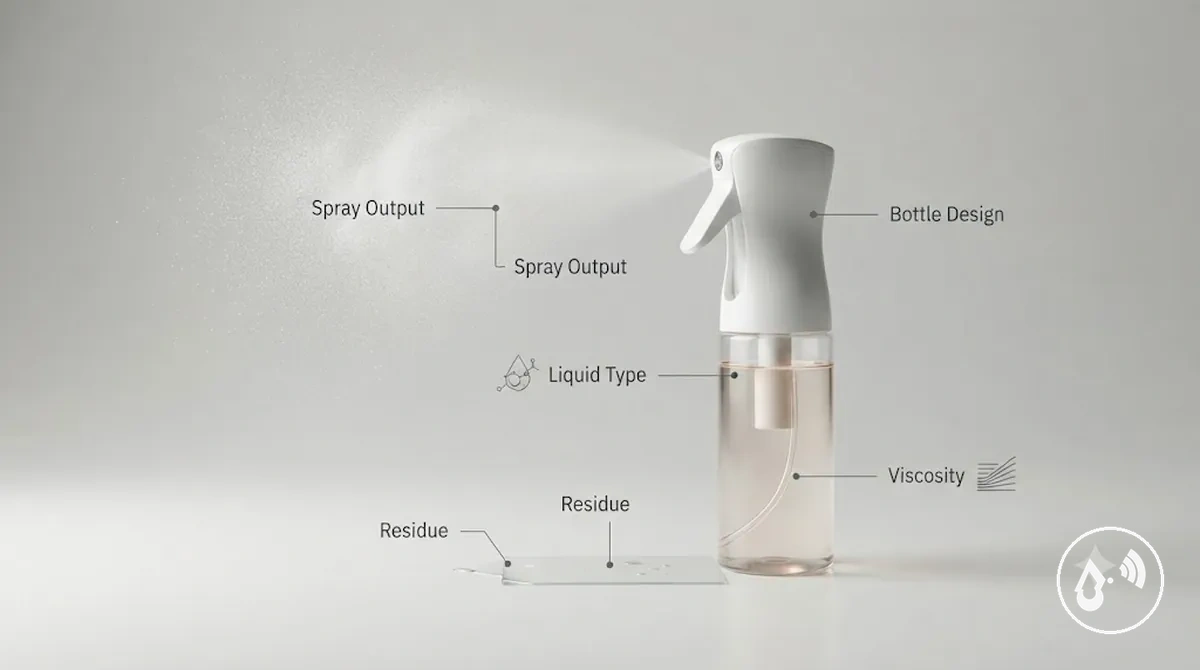 Fatores de compatibilidade de líquidos que afetam o desempenho de frascos com spray contínuo