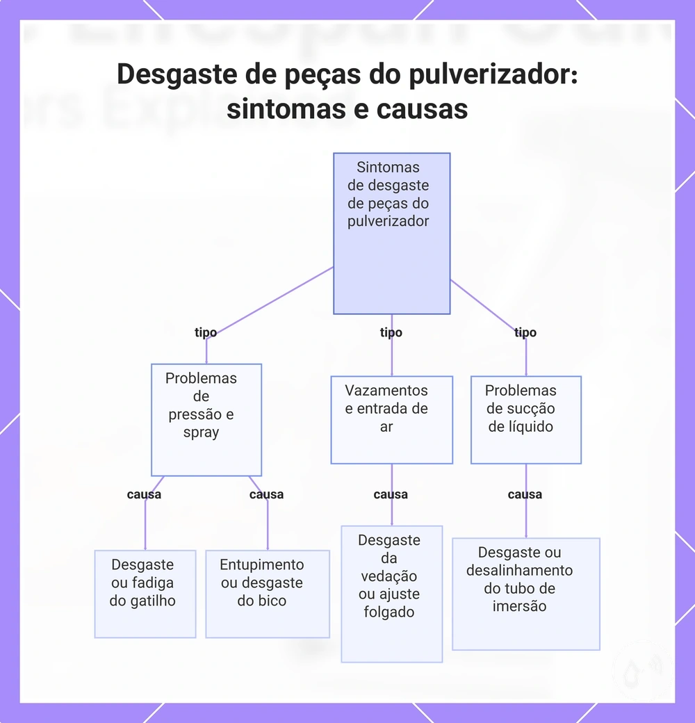 Desgaste de peças do pulverizador: sintomas e causas
