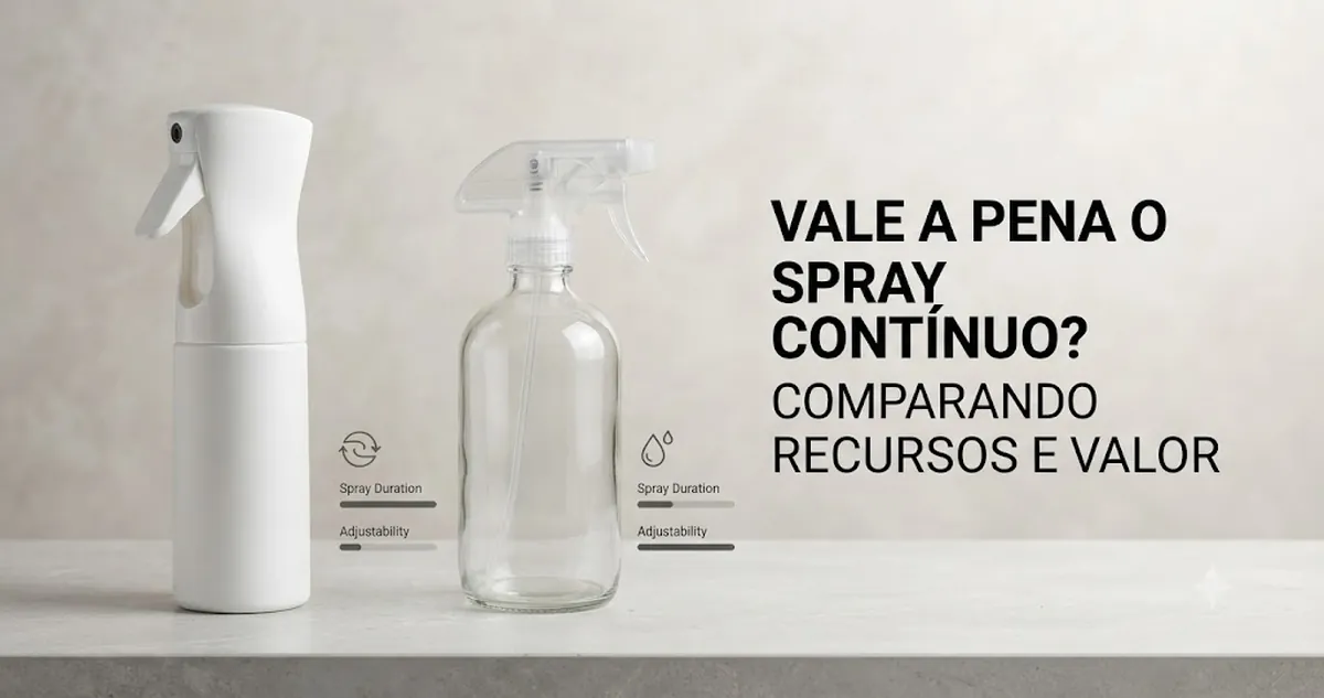 Frasco resistente com spray contínuo comparado a um borrifador comum básico