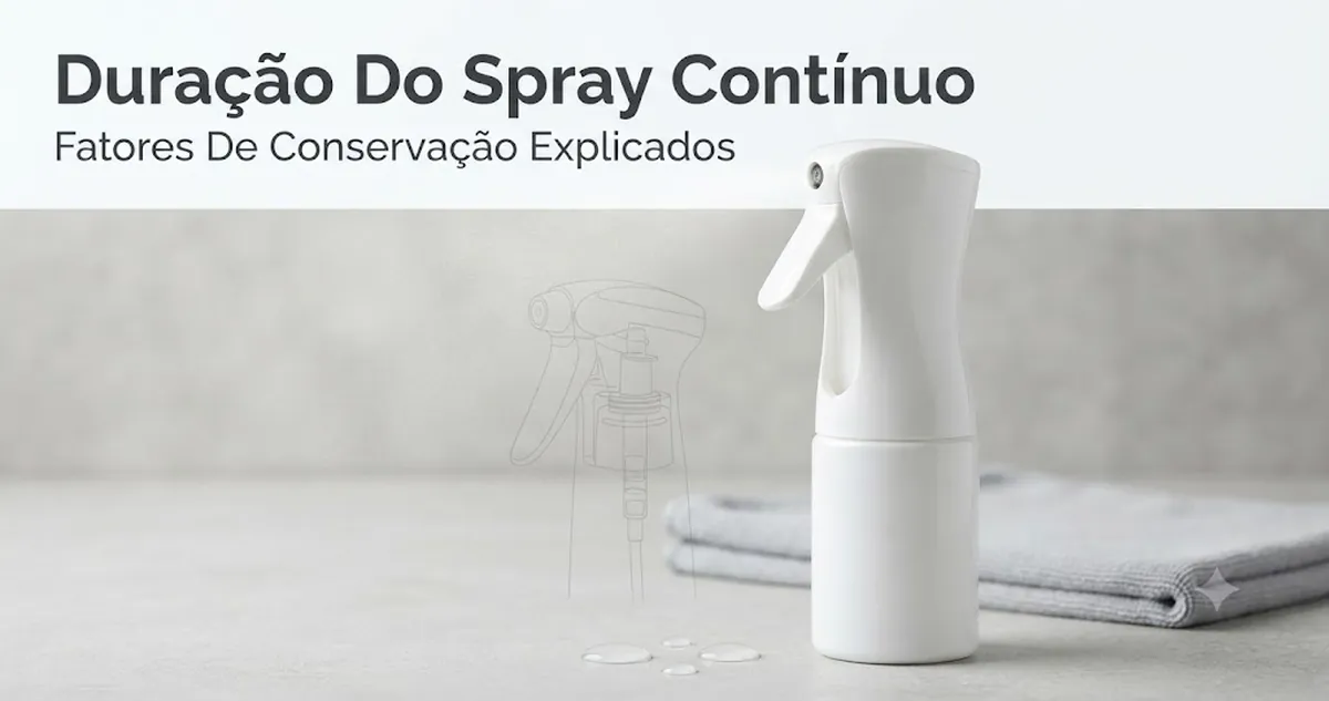 Frasco com spray contínuo bem conservado, com gatilho, vedação e bico em bom estado