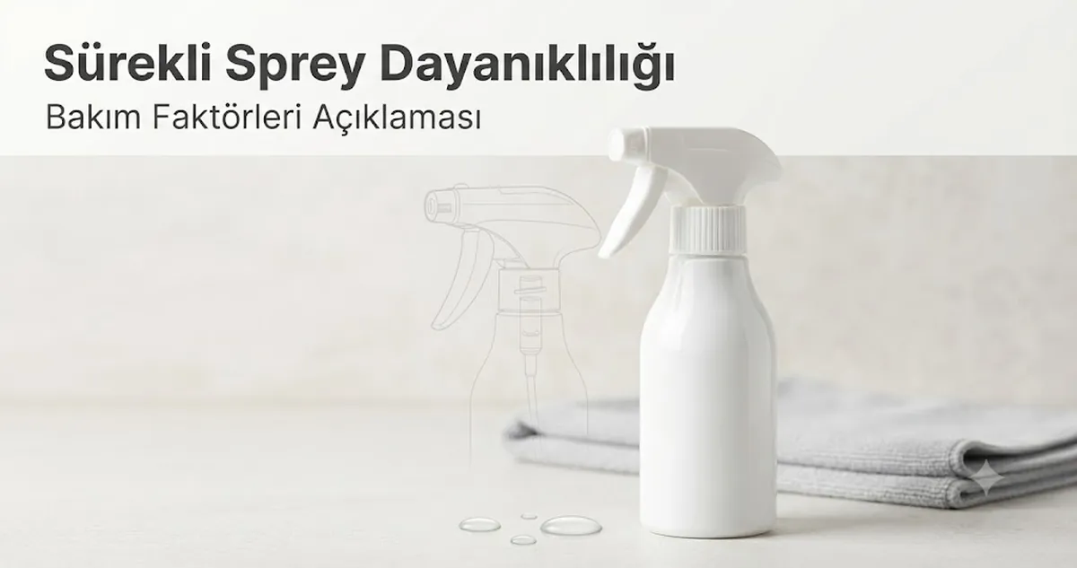 Tetiği, contası ve başlığı iyi durumda olan bakımlı sürekli püskürtmeli sprey şişesi